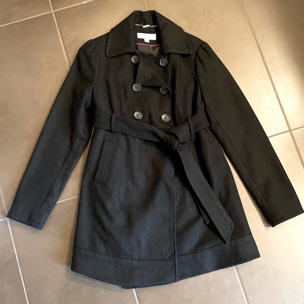 Liz Lange Maternity for Target. Belted wool blend black pea coat